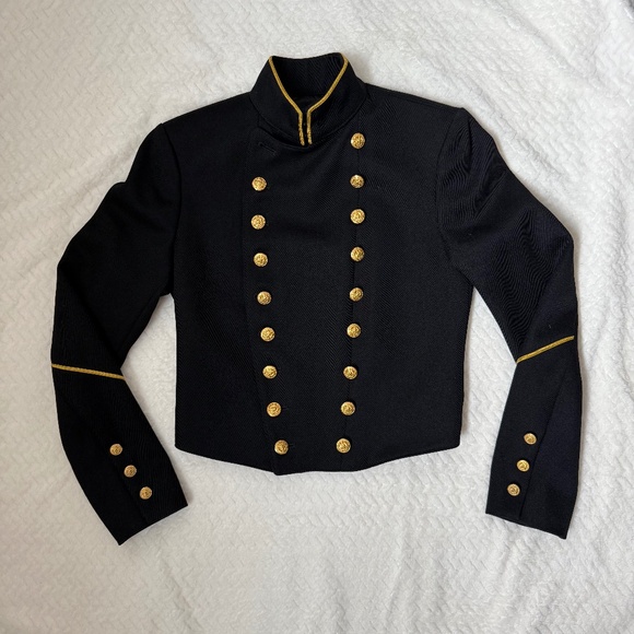 Polo Ralph Lauren Wool Military Blazer Jacket, NWT, Size 0, Black Gold Buttons